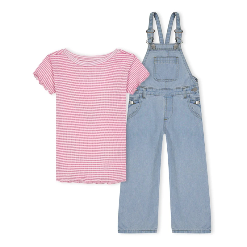 Image of Be You Younger Girl T-Shirt and Dungaree Set - Multi Multi 1 - 2 Years