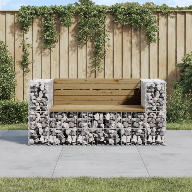 Image of vidaXL Garden Bench Gabion Design 143x71x65.5cm Impregnated Wood Pine, Brown 834379
