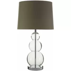 Image of Premier Housewares Glass Ball / Metal Lamp Grey Fabric Shade Desk Lamp For Office / Study Chic and Contemporary Lamps For Desks / Bedroom / Living