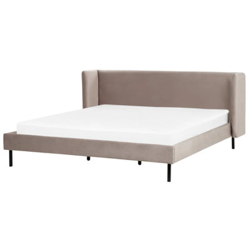 Image of Beliani Bed Velvet Arette 180 X 200 Cm (Eu Super King) Taupe