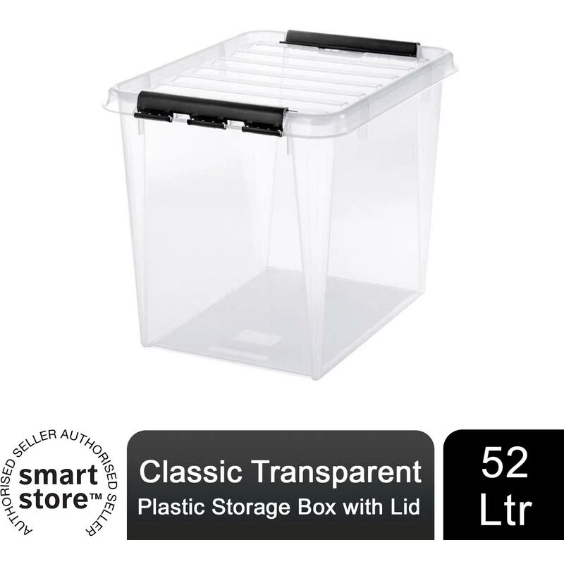 Image of Orthex Classic Transparent 'Plastic Storage Box' with Lid Clear unisex