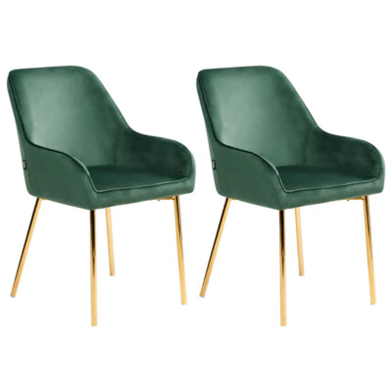 Image of Beliani Set Of 2 Dining Chairs Loverna Velvet Green
