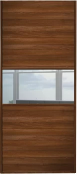 Image of Wickes Sliding Wardrobe Door Fineline Walnut Panel and Mirror - 2220 x 914mm