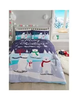 Image of Fusion Christmas Bears Blue Duvet Cover Set