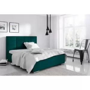 Image of Bulia Upholstered Beds - Plush Velvet, Small Double Size Frame, Green - Green