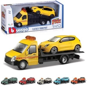 Image of 1:43 Street Fire Flatbed Transport Car Diecast Model (1 At Random)