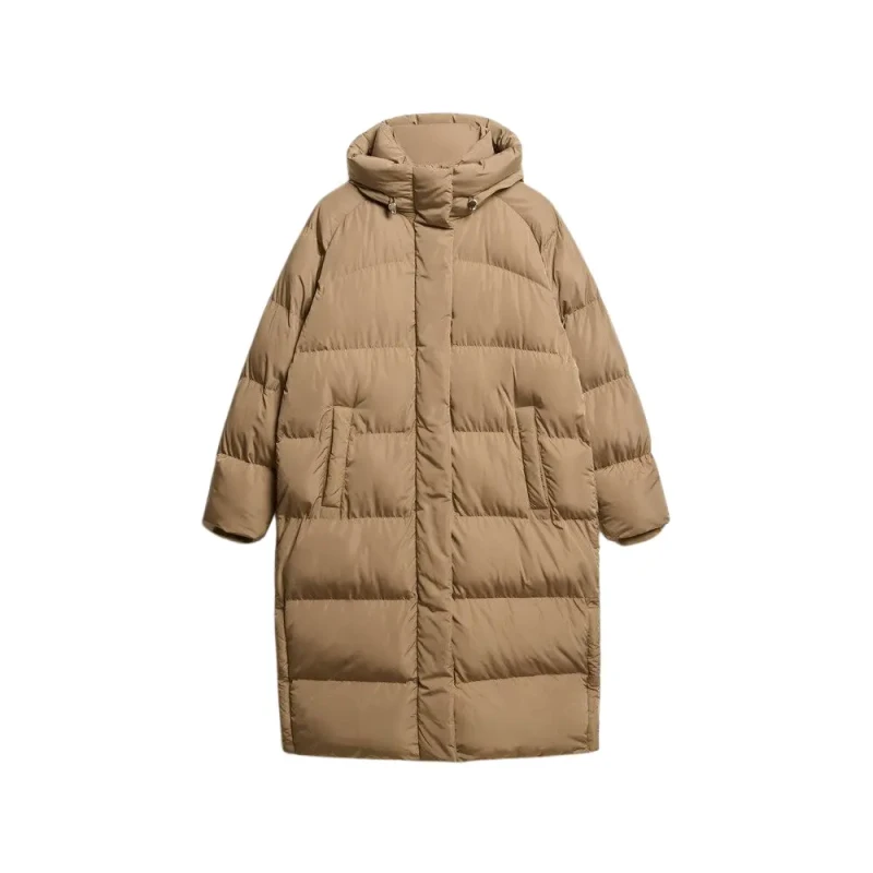 Image of Superdry Womens long hooded down jacket Superdry Marron Female M