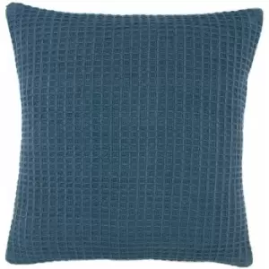 Image of Appletree - Loft Bruges Waffle Weave 100% Cotton Filled Cushion, Ink Blue, 43 x 43 Cm