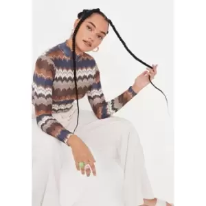 Image of Missguided High Neck Snit Bodysuit - Blue