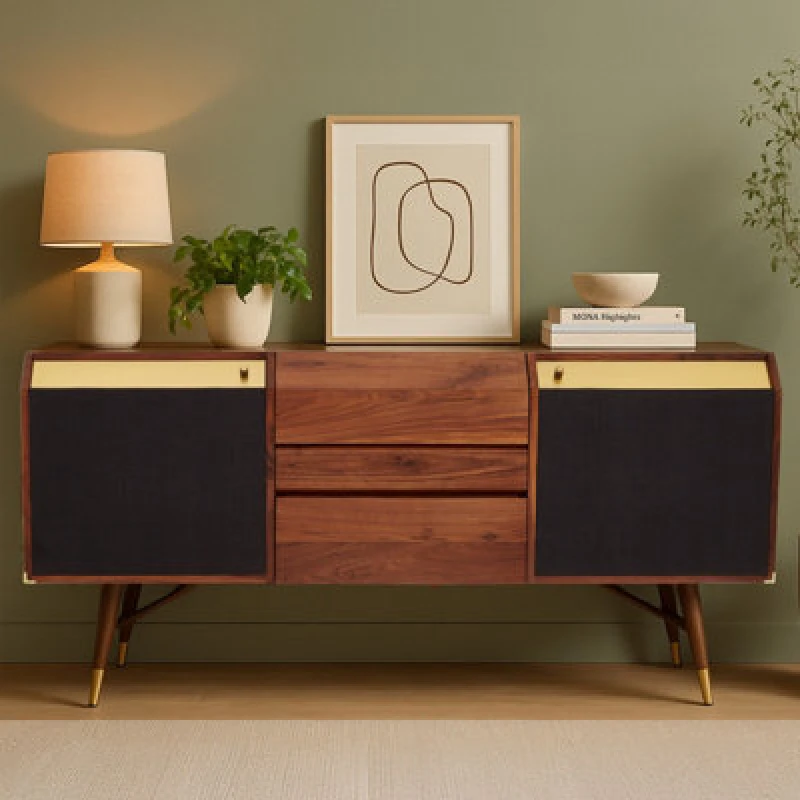 Image of Orsina Timeless Design Sideboard, Retro Appeal Sideboard For Hallway, Ample Storage Space Sideboard For Bedroom