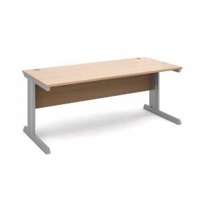 Image of Vivo Straight Desk 1800mm x 800mm - Silver Frame Beech Top