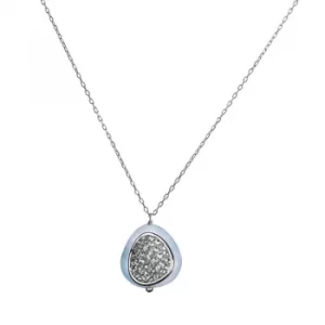 Image of Ladies Shimla Stainless Steel Necklace With Aquamarine and Cz