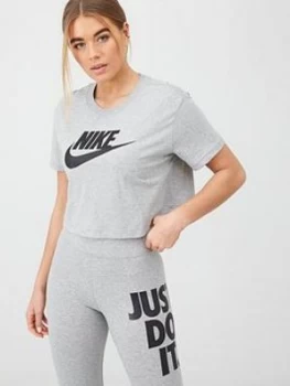 Image of Nike Nsw Essential Futura Crop Tee - Dark Grey Heather