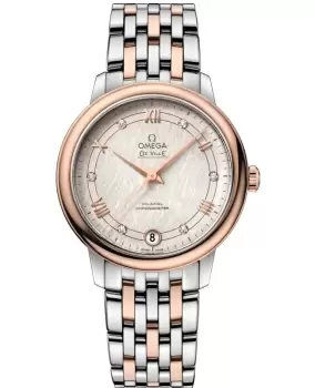Image of Omega De Ville Prestige Co-Axial 32.7mm Silver Diamond Dial Rose Gold and Steel Womens Watch 424.20.33.20.52.003 424.20.33.20.52.003