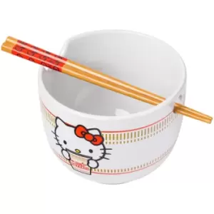 Image of Hello Kitty Nissin Cup Noodles Ceramic Ramen Bowl with Chopsticks
