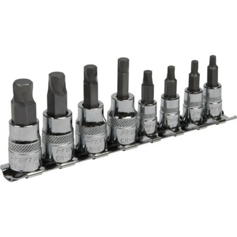 Image of Loops 8pc IMPERIAL Hex Key Socket Bit Set - 1/4" & 3/8" Sq Dr Damaged & Stripped Bolts Multi