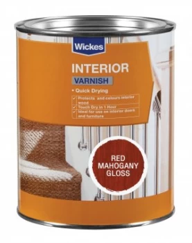 Image of Wickes Quick Drying Interior Varnish - Red Mahogany Gloss 750ml