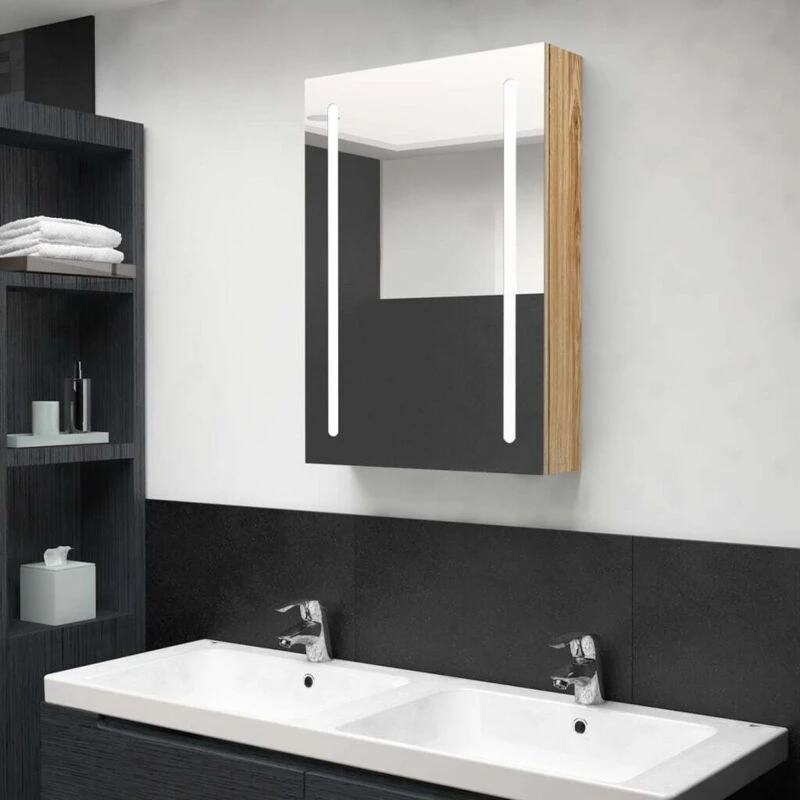 Image of VIDAXL LED Bathroom Mirror Cabinet Oak 50x13x70cm Vidaxl 8720286332627