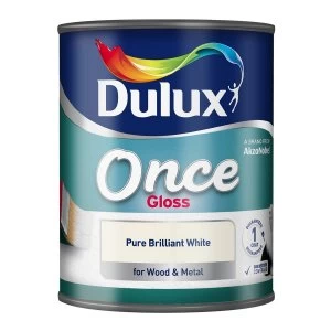 Image of Dulux Once Pure Brilliant White Gloss Paint 750ml
