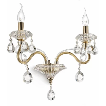 Image of Ideal Lux Lighting - Ideal Lux Negresco - 2 Light Indoor Candle Wall Light Gold, E14