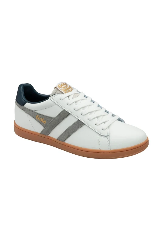 Image of Gola Classics Mens 'Equipe Suede II' Suede Lace-Up Trainers in White Size: 9 White Male 9