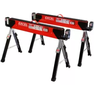 Image of Heavy Duty Steel Sawhorse Adjustable Legs Twin Pack - Excel