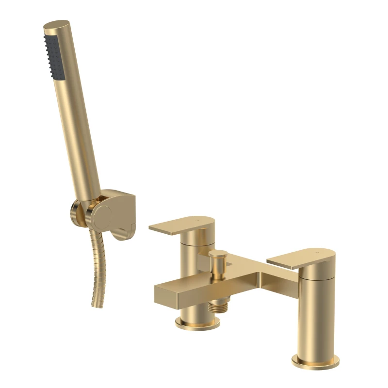 Image of BALTERLEY Contemporary Bath Shower Mixer Tap with Shower Kit - Brushed Brass Balterley BTD804