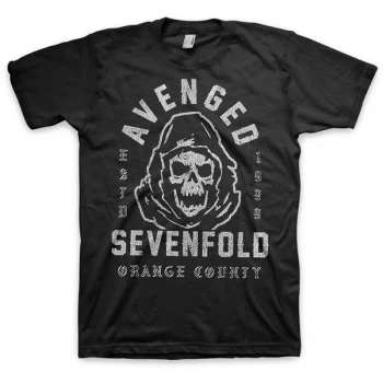 Image of Avenged Sevenfold - So Grim Orange County Unisex Medium T-Shirt - Black