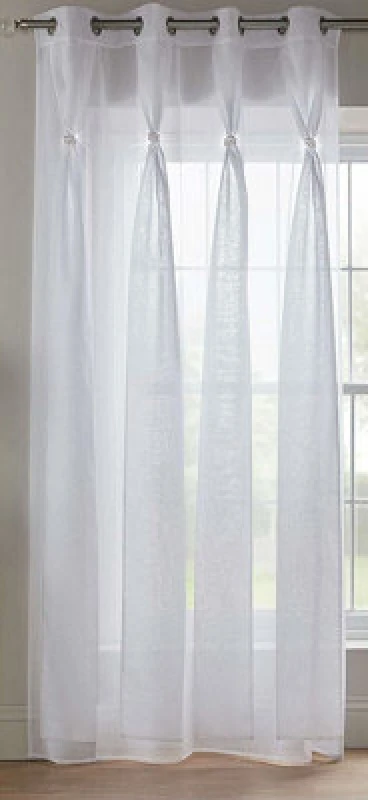 Image of ALAN SYMONDS Diana Dolly Diamante Ring Top Curtain Panel White 57x90' (145x229cm) - Alan Symonds 124021202