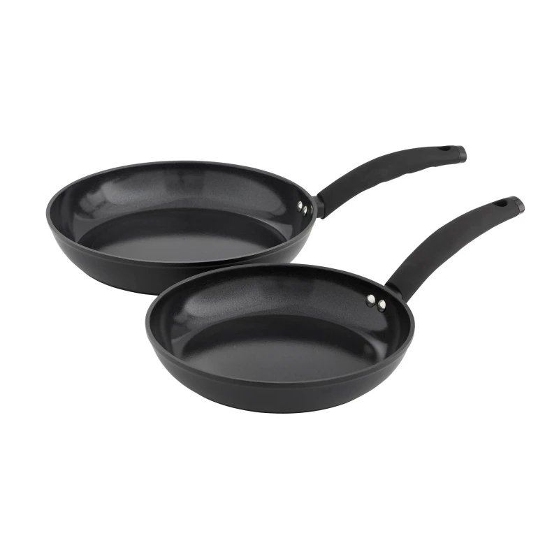 Image of Swan Stealth 2 Piece Forged Aluminium Frying Pan Set With 5X Stronger Toxin Free Ceramic Coating, 24/28Cm Frying Pans, Induction Compatible, Black Bla