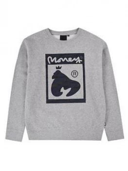 Image of Money Boys Zebra Hallmark Crew Neck Sweatshirt - Grey