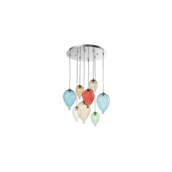 Image of Ideal Lux Clown - 8 Light Medium Balloon Cluster Pendant Multi-coloured, G9