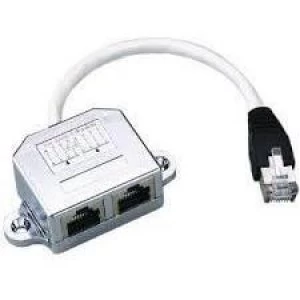 Image of Intellinet 2-Port Modular Distributor Cat5e FTP allows two RJ45 ports to share one Cat5e network cable