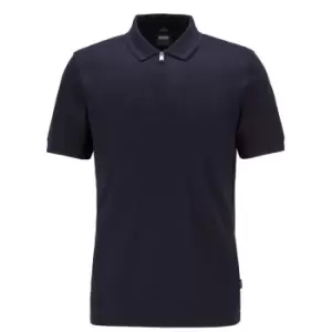 Image of Boss Polston 18 Zip Polo Shirt - Blue