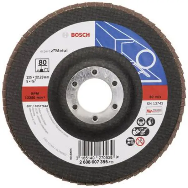 Image of Bosch Accessories 2608607355 X551 Flap disc Diameter 125mm Bore diameter 22.33mm Steel