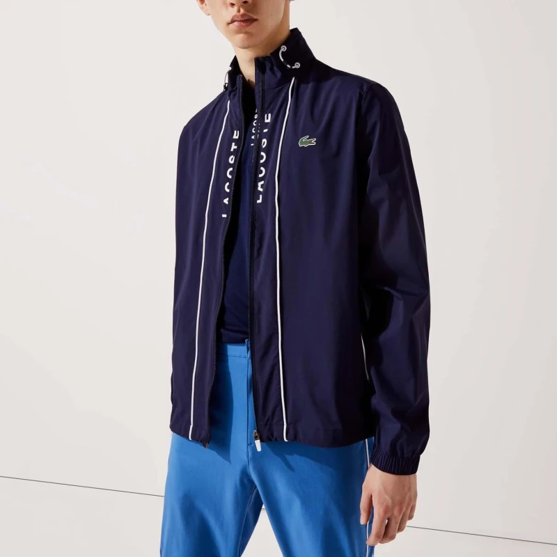 Image of Lacoste Crocodile Full Zip Golf Jacket - Blue Blue S