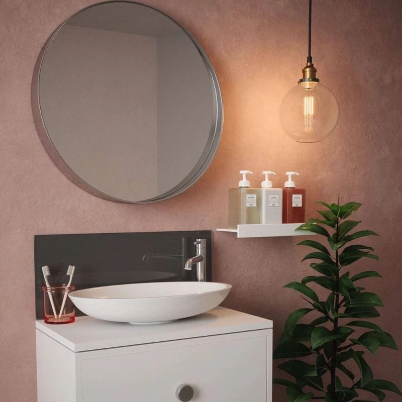 Image of Charcoal Glass Bathroom Splashback 250 X 500 X 4Mm, Grey SB50955