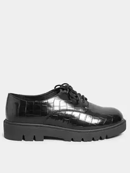 Image of Yours Extra Wide Fit Lace Up Croc Shoe, Black, Size 9Eee, Women