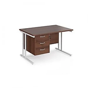 Image of Maestro 25 Cantilever Desk with 3 Drawer Pedestal 800mm Beech