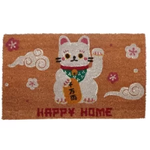 Image of Maneki Neko Lucky Cat Coir Door Mat