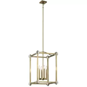 Image of 4 Bulb Ceiling Pendant Light Fitting Natural Brass LED E14 60W Bulb