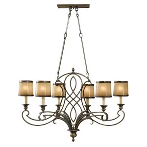 Image of 6 Light Multi Arm Chandelier Bronze Finish, E14