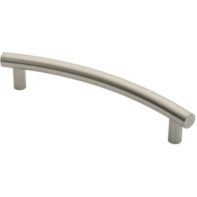 Image of Loops Curved T Bar Door Pull Handle 420 x 30mm 350mm Fixing Centres Satin Steel Metallics unisex