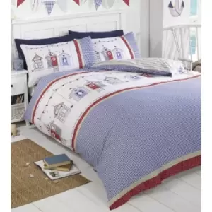 Image of Rapport - Beach Huts Single Duvet Cover Set Summer Seaside