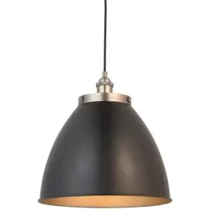 Image of Endon Franklin Single Pendant Ceiling Lamp, Aged Pewter Plate, Matt Black Paint