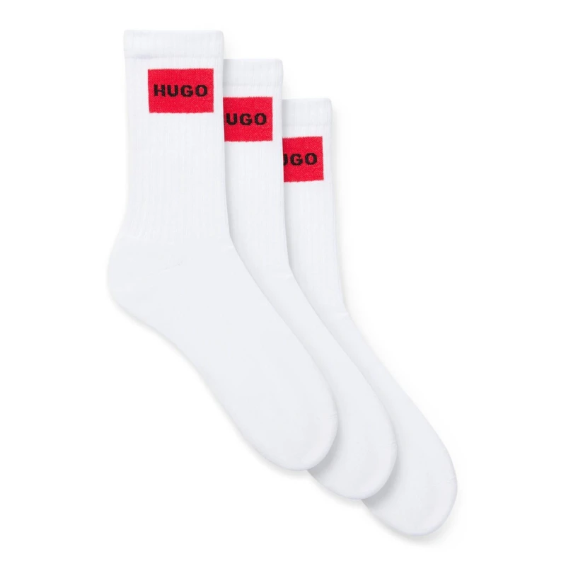 Image of Hugo 3 Pack of Red Logo Socks White male 9-12