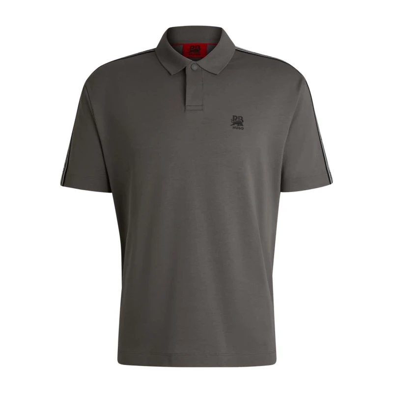 Image of Hugo HUGO X RB Branded Tape Polo Shirt - Grey Grey 2XL