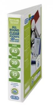 Image of Elba Panorama Pres Binder A5 2d 25mm Wht - 6 Pack