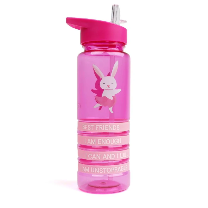 Image of Myga Kids' Positivity Band Water Bottles - Rabbit, Pink RY2248