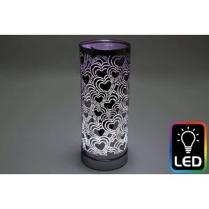 Image of Heart LED Tall Black Oil Burner (UK Plug)